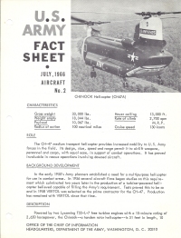 1966 U.S. Army Chinook helicopter Fact Sheet.