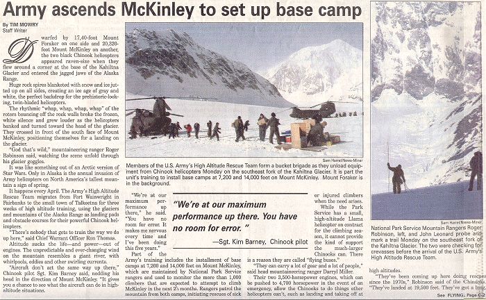 Newspaper article about the 2002 climbing season rescue training.