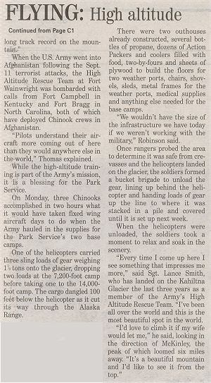 Newspaper article about the 2002 climbing season rescue training.