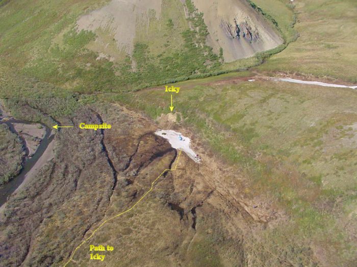 View of the excavation site from the air showing the swampy marshland that had to be negotiated in order to reach Icky.