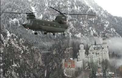 "Big Windy" flies by Castle Neuschwanstein in Germany.