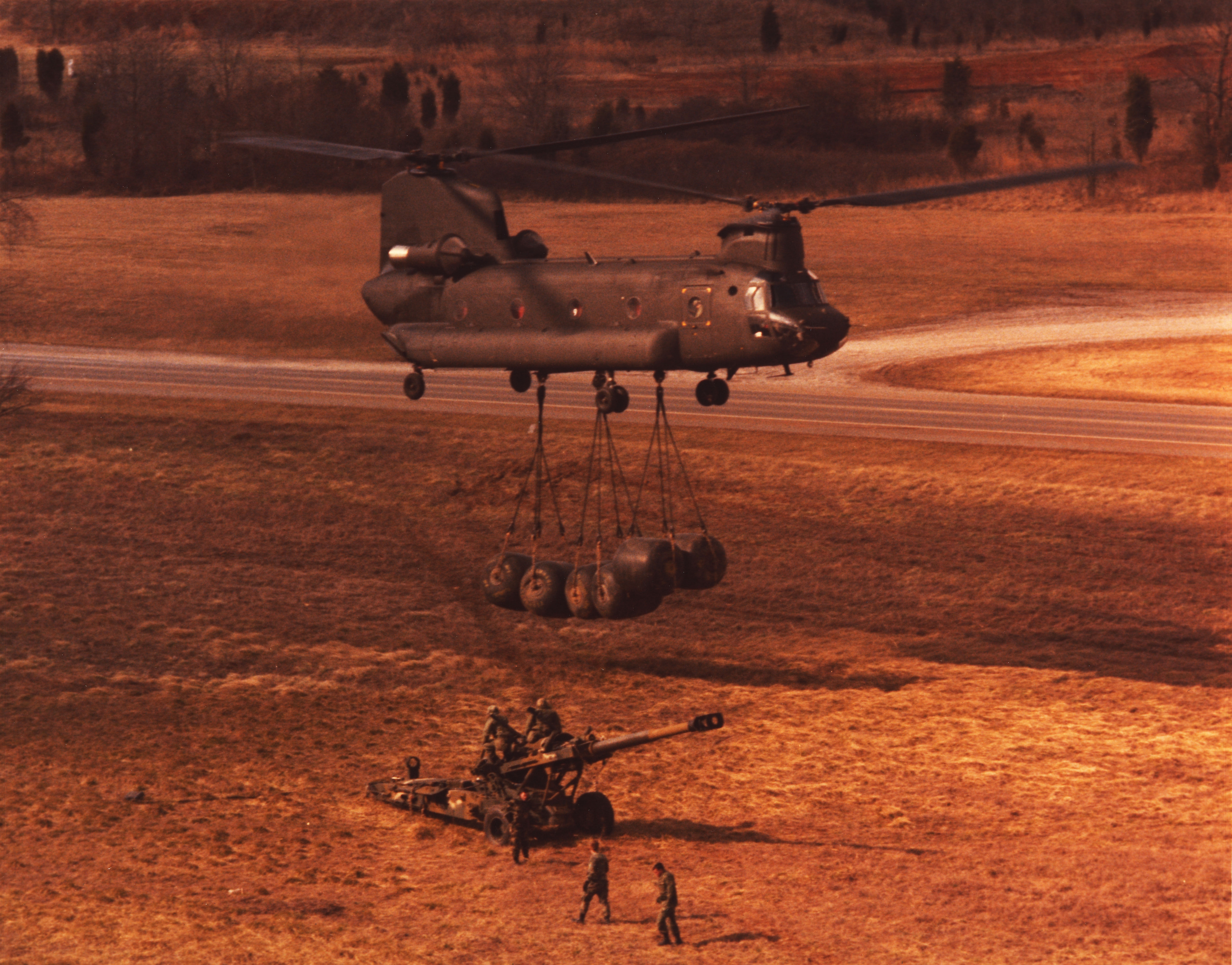 Friday 21 May 1982: Chinook CH-47C of CAB 601 destroyed on ground near  Mount Kent by Flt Lt Hare RAF in 1(F) Sqdn Harrier GR.3 using 30mm cannon  Stock Photo - Alamy