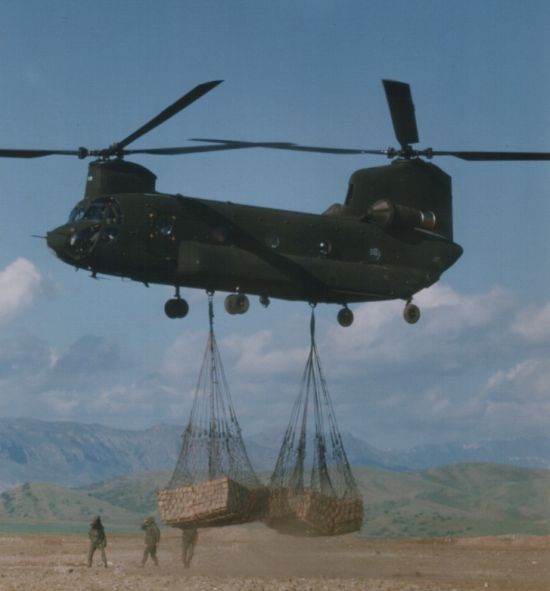 Two Bags Full, a Boeing CH-47D and external cargo.