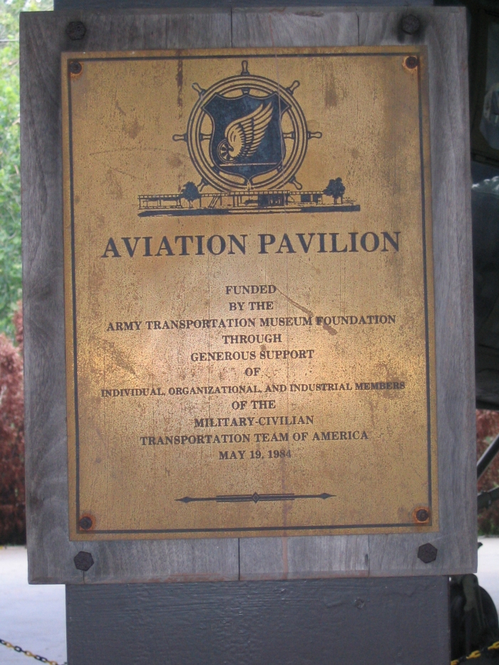 A plaque at the Transportation Museum at Fort Eustis, Virginia.