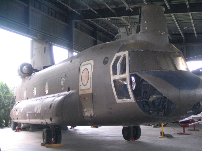 YCH-1B / CH-47A Chinook helicopter 59-4984 sitting in the Transportation Museum at Fort Eustis, Virginia, July 2011.