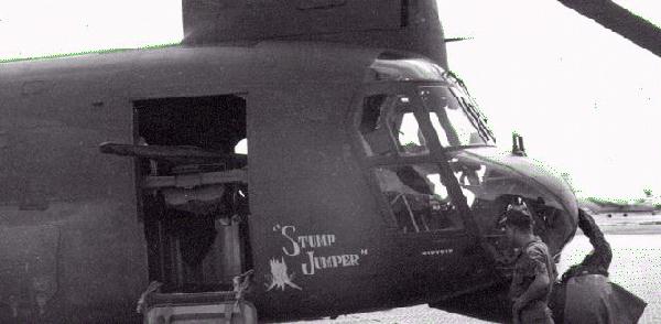 ACH-47A Chinook helicopter 64-13151 - "Stump Jumper" in the Republic of Vietnam, early 1960s.