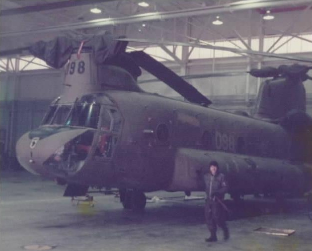 CH-47B Chinook helicopter 66-19098 at Fort Campbell, Kentucky, 1979.