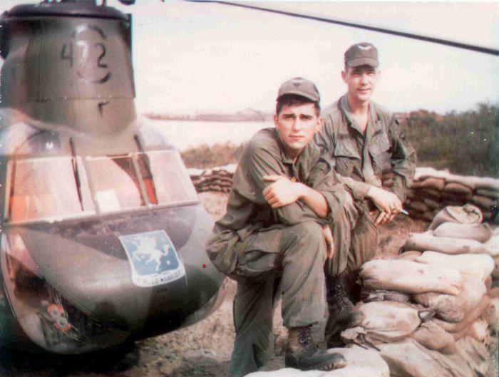 67-18472, Pat Murphy (left) and Tom Dowda, Camp Evans, RVN, circa mid-1968.