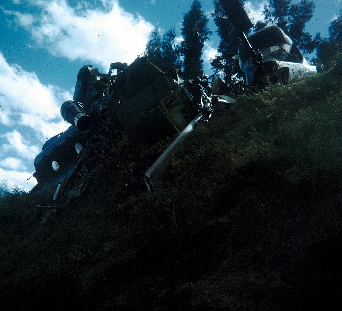 CH-47C Chinook helicopter 67-18512 at the crash site in Peru.