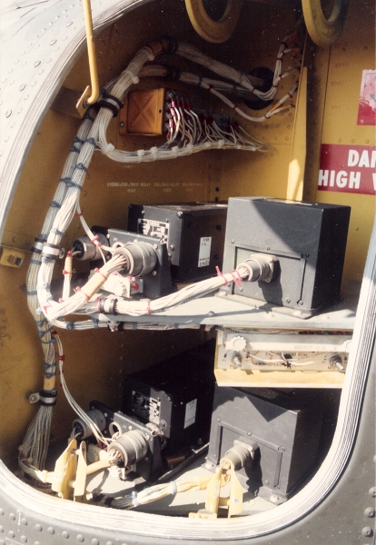 The right side Electrical Compartment of CH-47C Chinook helicopter 70-15032.