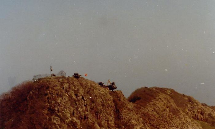 Boeing CH-47C Chinook 71-20955 stuck on a mountain in the Republic of Korea.