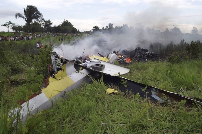 The remains of N241CH at the crash site in Peru.