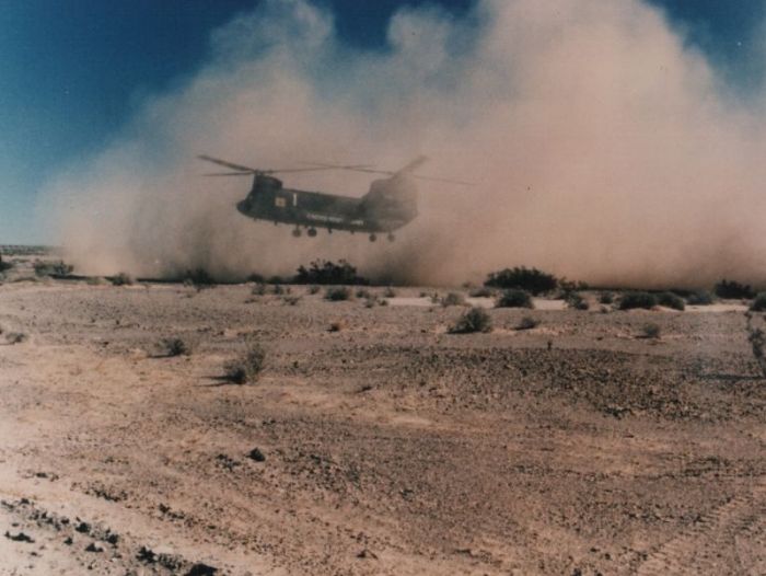 81-23383 conducting desert operational testing at Yuma Proving Ground, California,  in support of Operation Desert Shield / Desert Storm during 1991.