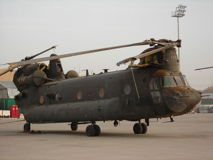 A view of 83-24123 after it was taxied into another aircraft at Bagram, Afghanistan, on 10 August 2007.