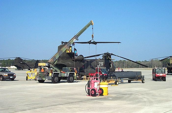 85-24327 undergoing maintenance at Knox Army (KFHK) heliport, Fort Rucker, Alabama.