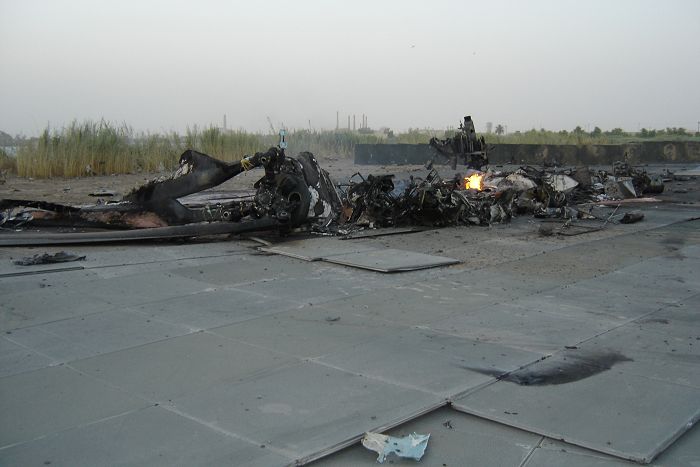 The crash site of 85-24335 near Ramadi, Iraq.