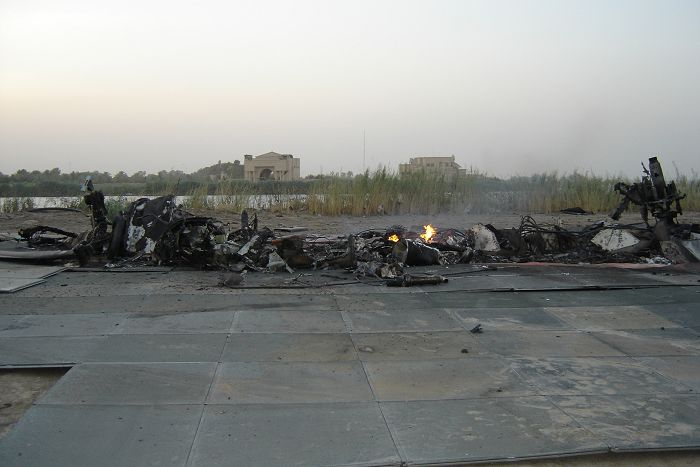 The crash site of 85-24335 near Ramadi, Iraq.