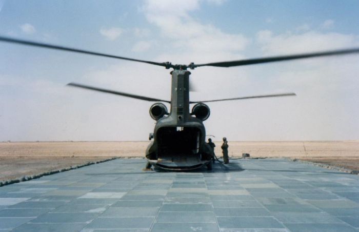 85-24335 at Logistics Base (Log Base) Charlie, Saudi Arabia during Operation Desert Shield / Storm, circa 1990-1991.