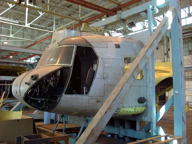 The cockpit area of 85-24337 while undergoing repair at CCAD (December 2001).