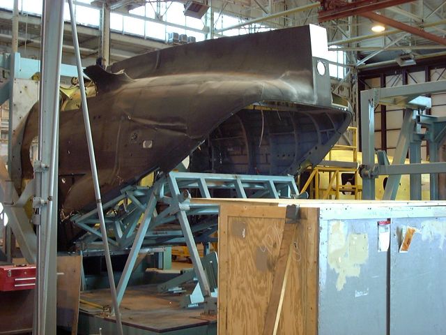 The left side of the ramp area of 85-24337 while undergoing repair at CCAD (December 2001).