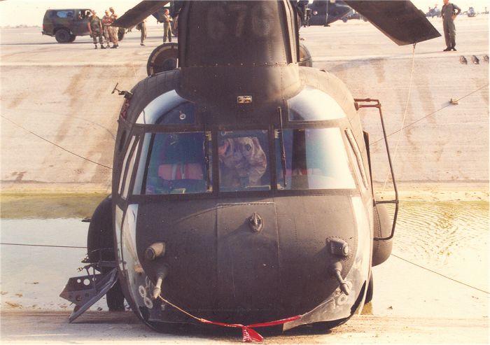 CH-47D Chinook helicopter 86-01676 in the ditch in Saudi Arabia.