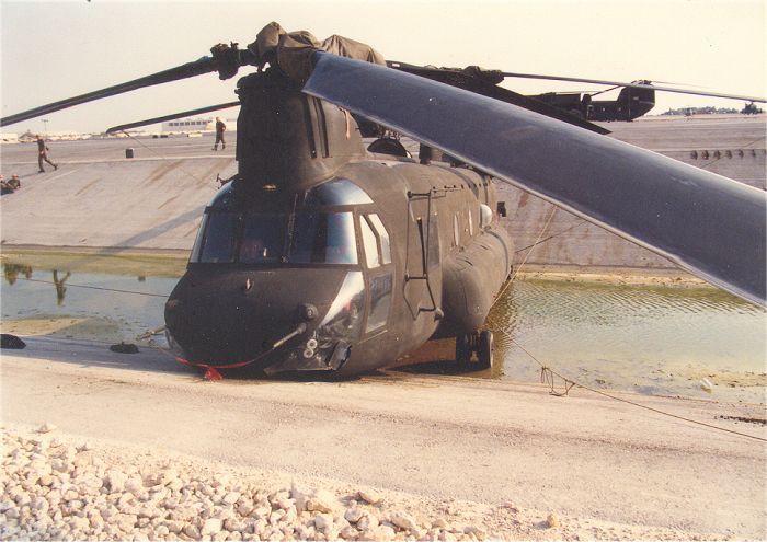 CH-47D Chinook helicopter in the ditch in Saudi Arabia.