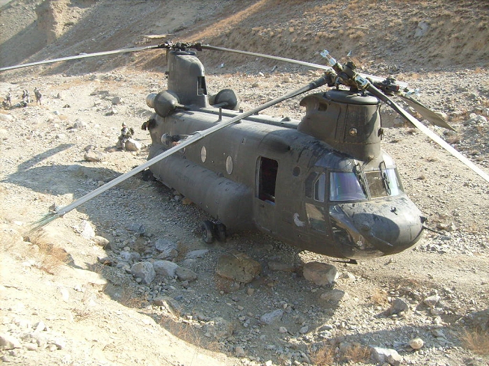 CH-47D Chinook helicopter 87-00082 experienced a blade strike on 23 January 2010 approximately 25 miles southeast of Bagram, Afghanistan.