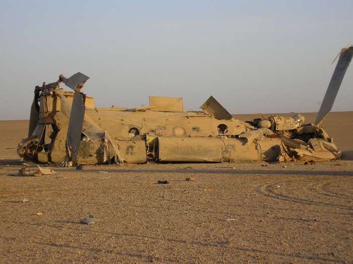 CH-47D Chinook helicopter at the crash site.