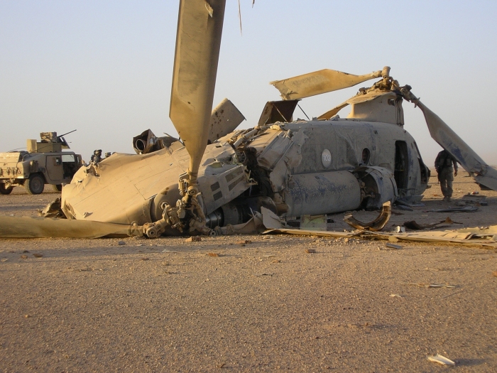 CH-47D Chinook helicopter at the crash site.