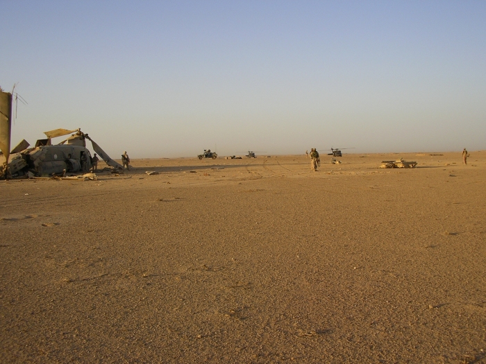 CH-47D Chinook helicopter at the crash site.