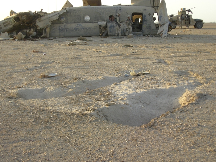 CH-47D Chinook helicopter at the crash site.