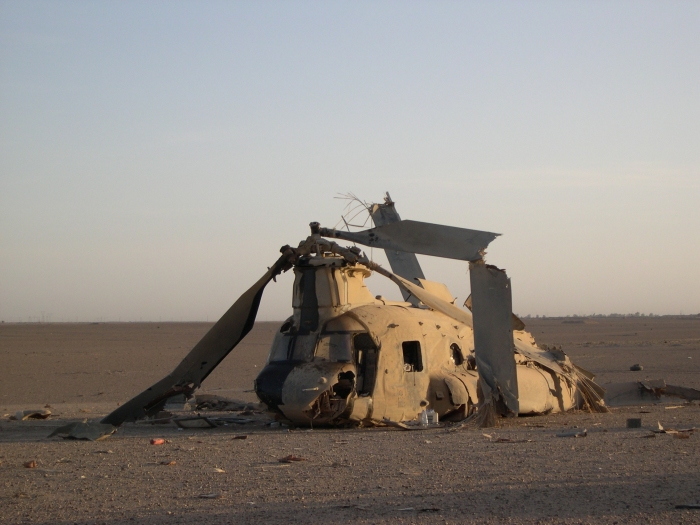 CH-47D Chinook helicopter at the crash site.