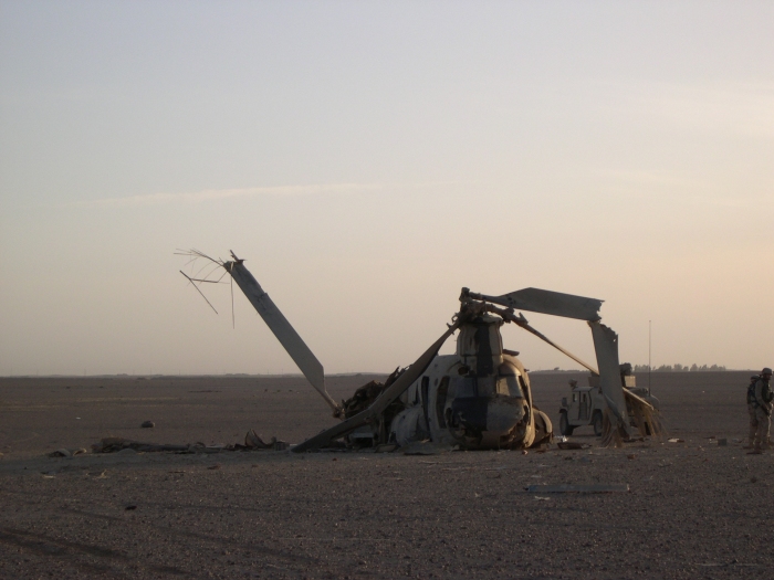 CH-47D Chinook helicopter at the crash site.