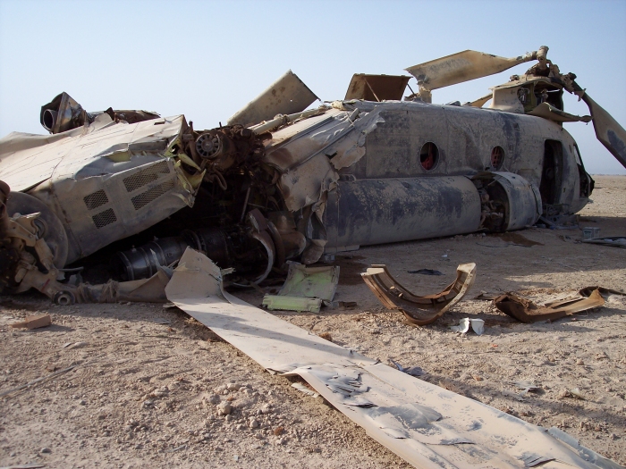 CH-47D Chinook helicopter at the crash site.