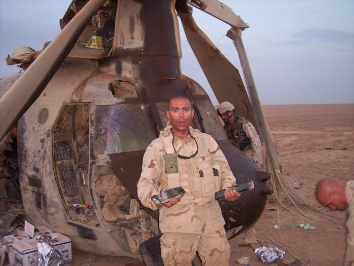 CH-47D Chinook helicopter at the crash site.