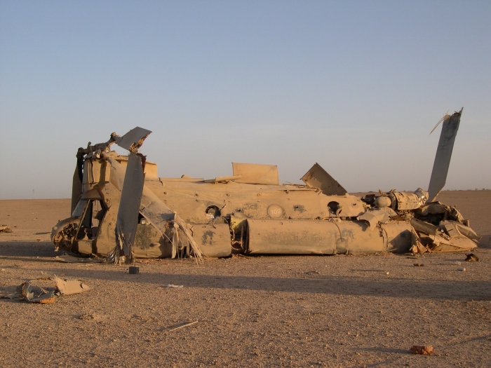 CH-47D Chinook helicopter at the crash site.