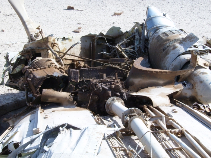 CH-47D Chinook helicopter at the crash site.