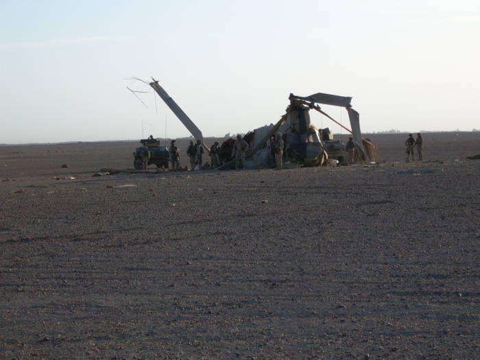 CH-47D Chinook helicopter at the crash site.