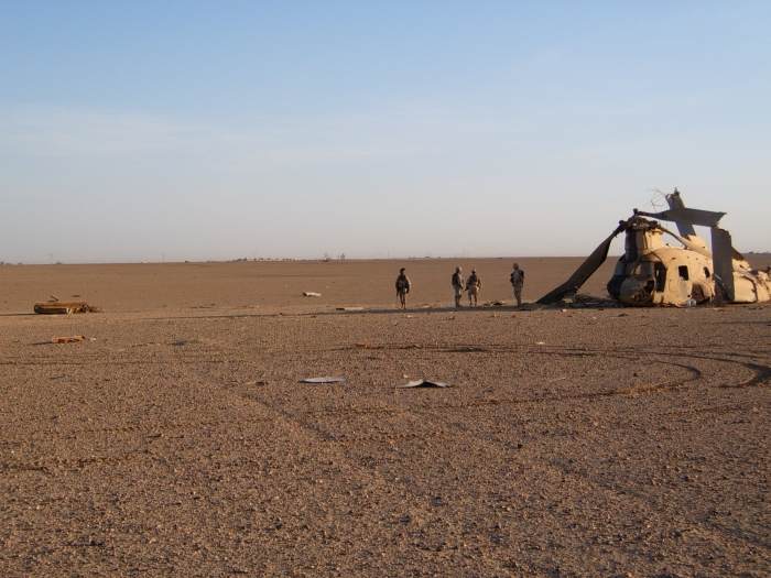 CH-47D Chinook helicopter at the crash site.