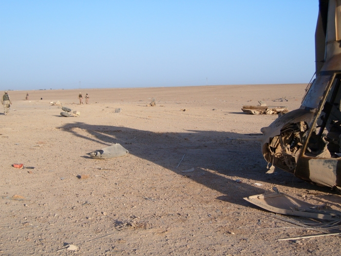 CH-47D Chinook helicopter at the crash site.