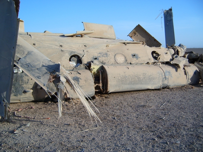 CH-47D Chinook helicopter at the crash site.