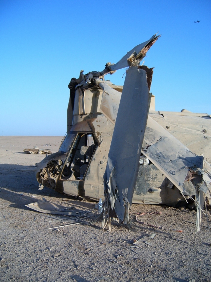 CH-47D Chinook helicopter at the crash site.