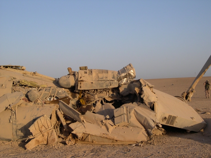 CH-47D Chinook helicopter at the crash site.