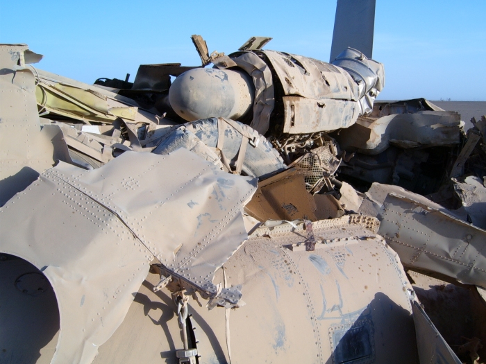 CH-47D Chinook helicopter at the crash site.