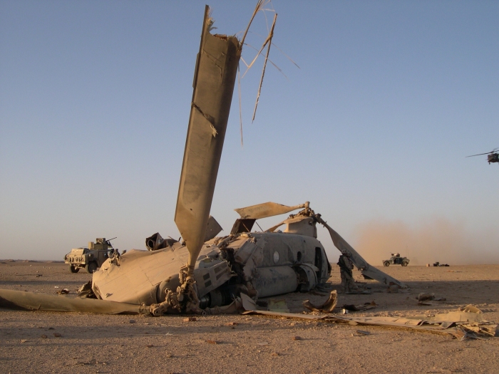 CH-47D Chinook helicopter at the crash site.