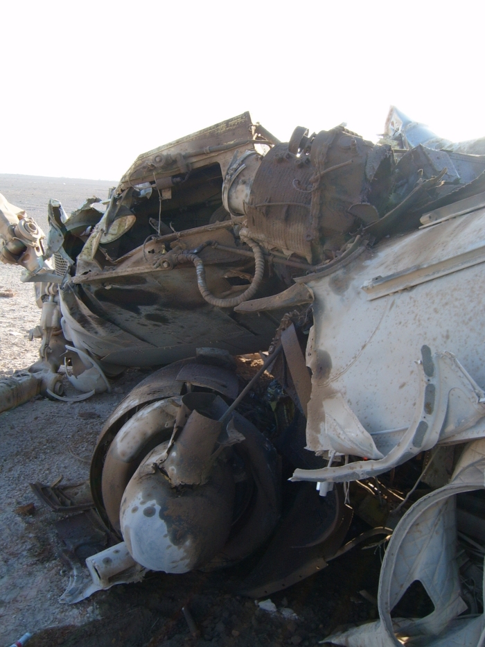 CH-47D Chinook helicopter at the crash site.