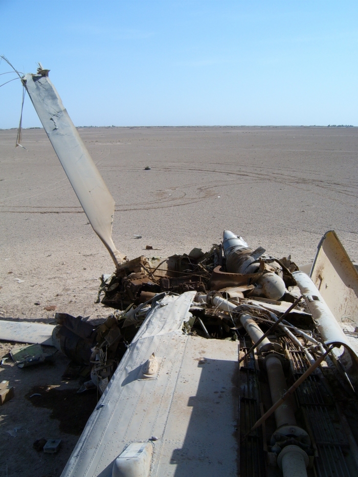 CH-47D Chinook helicopter at the crash site.