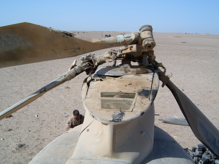 CH-47D Chinook helicopter at the crash site.