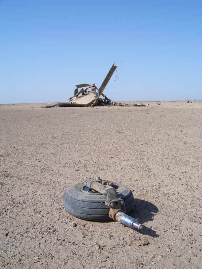 CH-47D Chinook helicopter at the crash site.