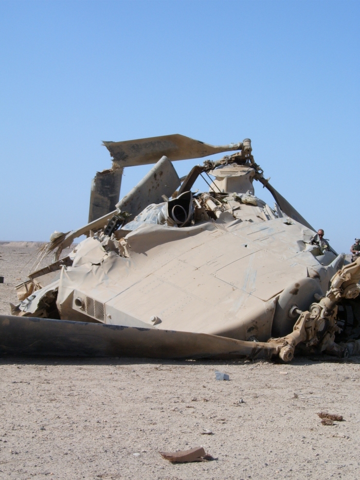 CH-47D Chinook helicopter at the crash site.